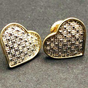 Diamond Heart-shaped Earrings with Sterling Silver - GND Designer - 2.3 Grams